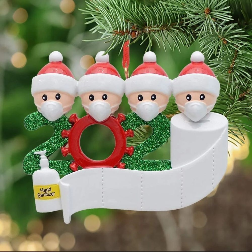 Festive 2020 Christmas Ornament with 4 Santa Figures